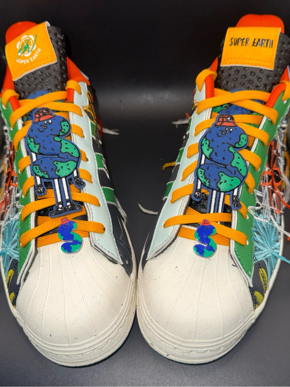 adidas Originals Multicolor 'Super Earth' Graphic Sneakers with Orange Laces